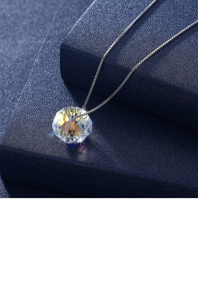 925 Sterling Silver Simple Austrian Element Crystal Pendant with Necklace