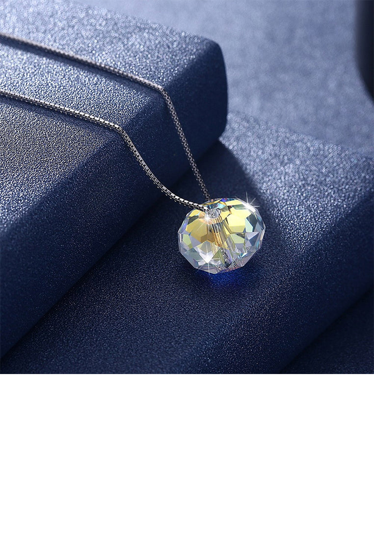 925 Sterling Silver Simple Austrian Element Crystal Pendant with Necklace