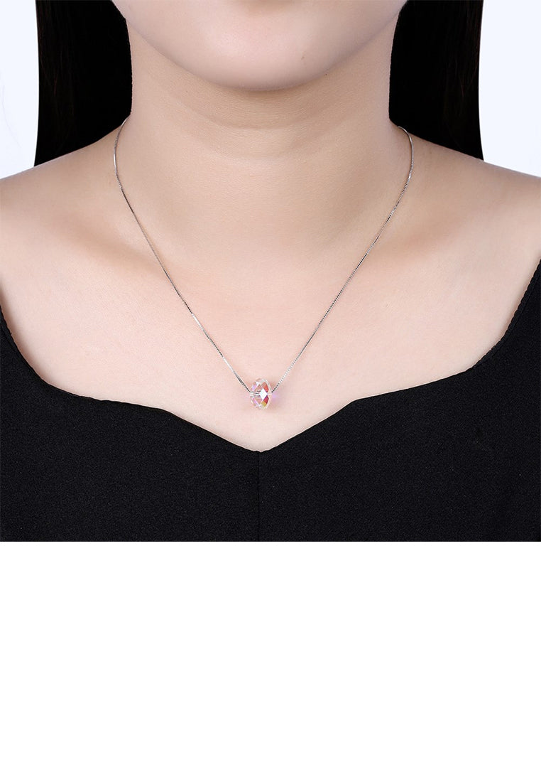 925 Sterling Silver Simple Austrian Element Crystal Pendant with Necklace