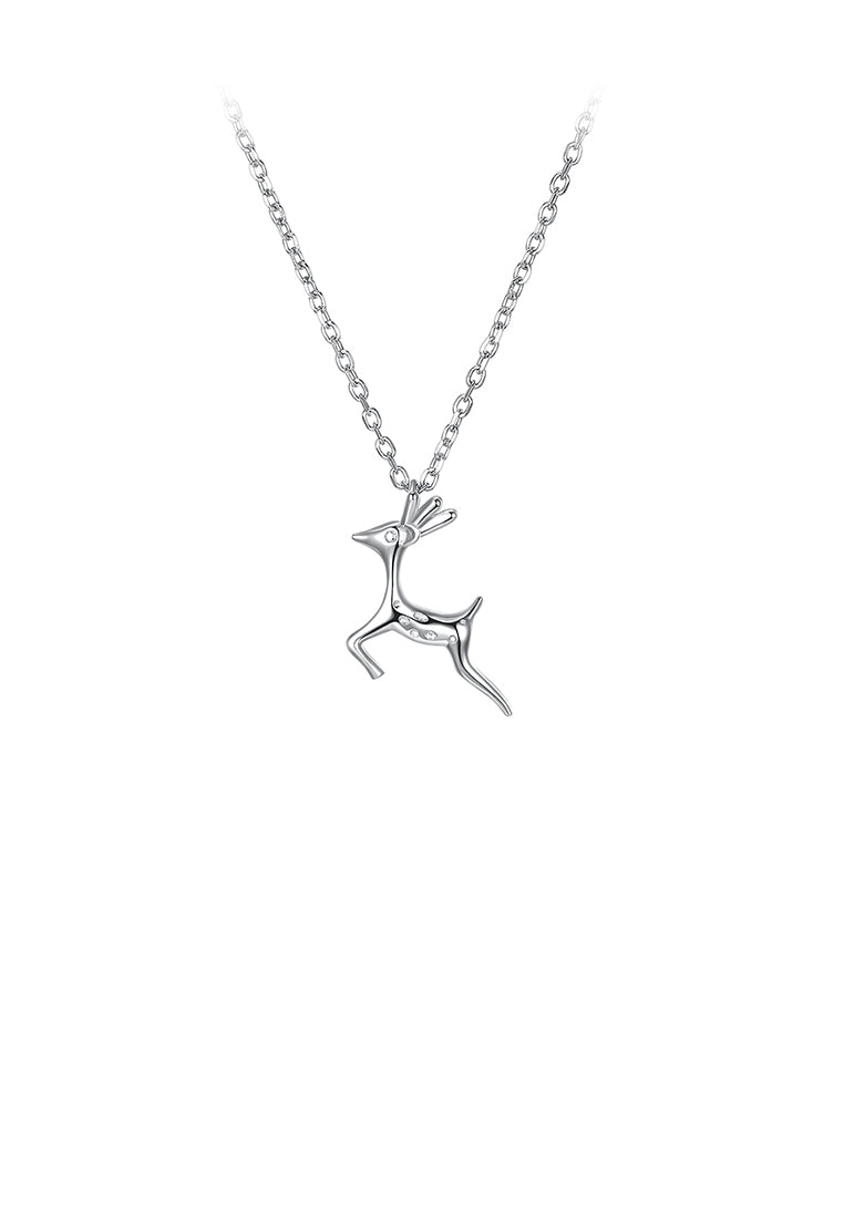 925 Sterling Silver Deer Pendant with Necklace