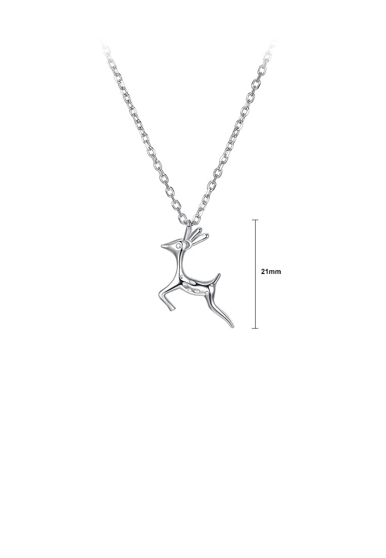 925 Sterling Silver Deer Pendant with Necklace