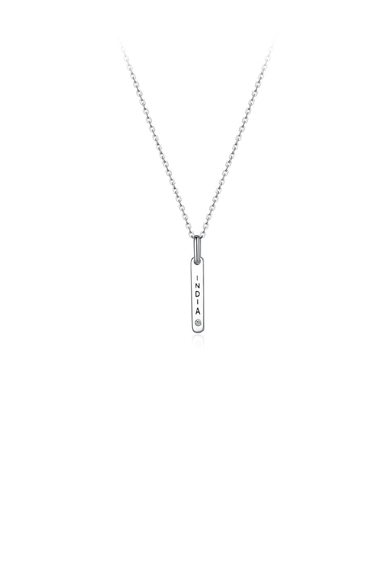 925 Sterling Silver Simple Fashion English Characters Rectangle Pendant and Necklace