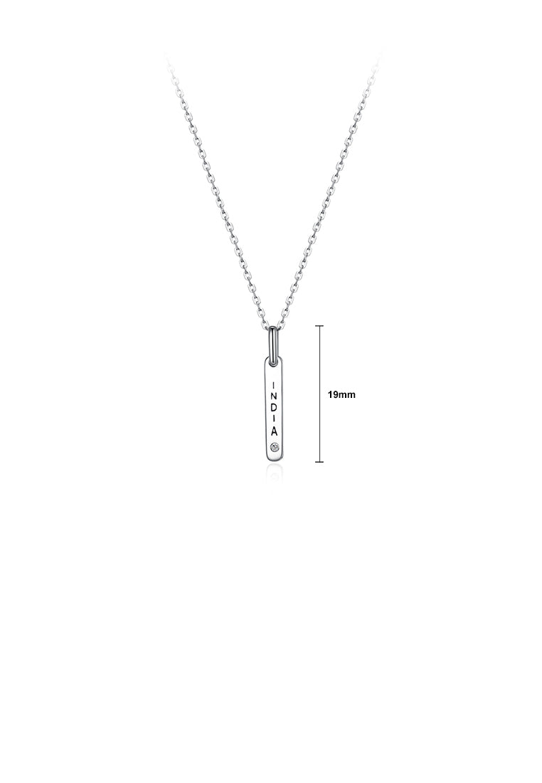 925 Sterling Silver Simple Fashion English Characters Rectangle Pendant and Necklace