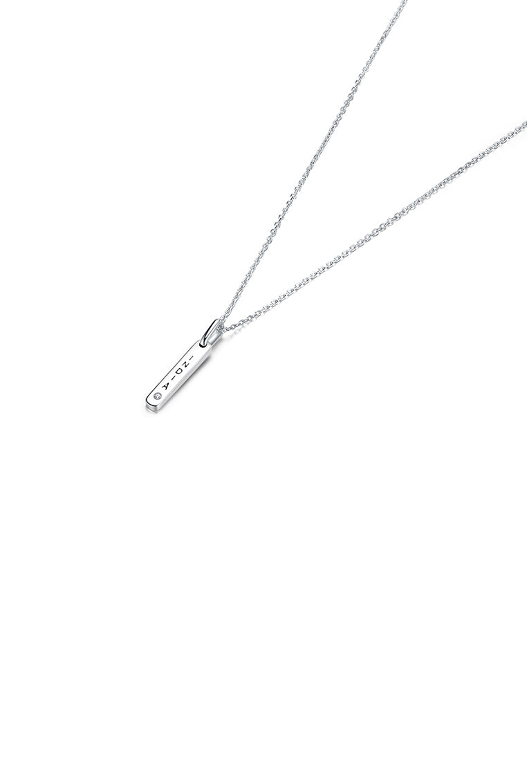 925 Sterling Silver Simple Fashion English Characters Rectangle Pendant and Necklace