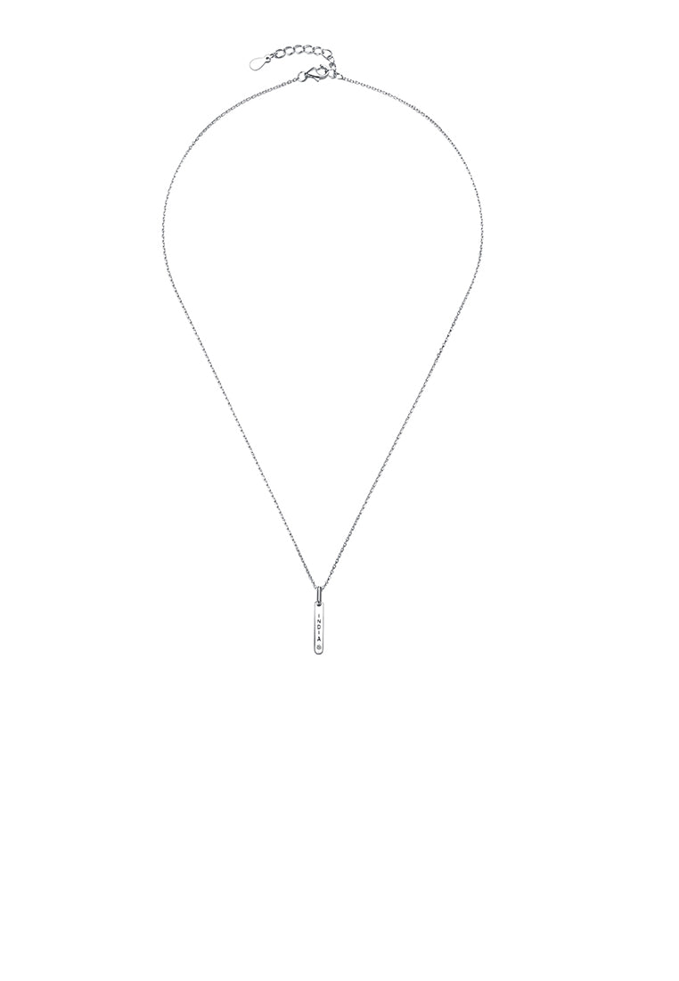 925 Sterling Silver Simple Fashion English Characters Rectangle Pendant and Necklace