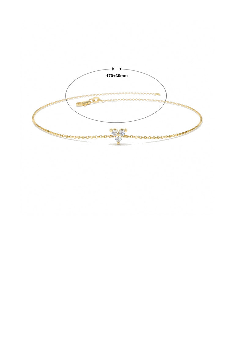 925 Sterling Silver Plated Gold Simple Fashion Floral Bracelet with Cubic Zirconia - Luxurious Look