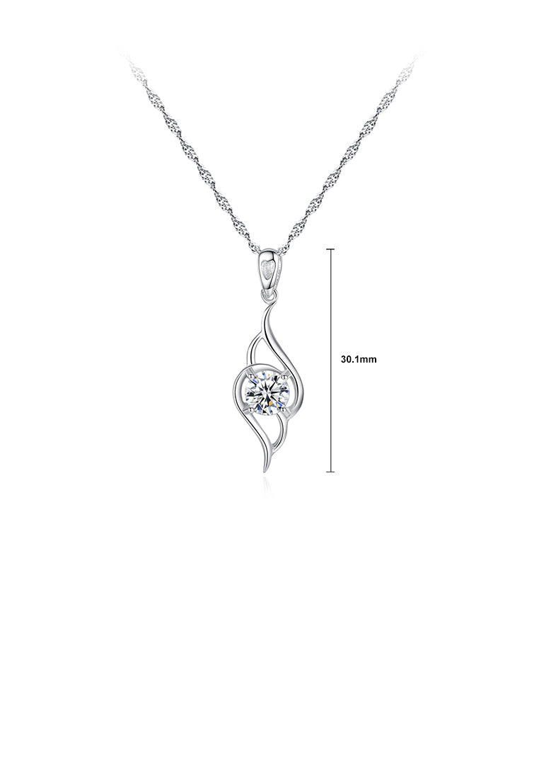 925 Sterling Silver Fashion and Elegant Water Drop-shaped Cubic Zirconia Pendant with Necklace - Luxurious Look