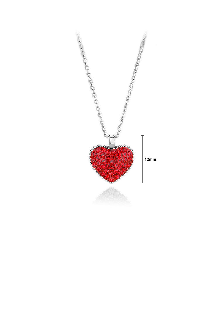 925 Sterling Silver Simple Brilliant Double-sided Heart-shaped Pendant with Cubic Zirconia and Necklace - Luxurious Look