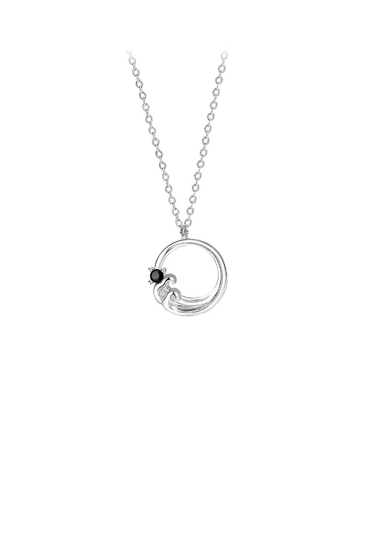 925 Sterling Silver Fashion and Creative Sea Round Pendant with Cubic Zirconia and Couple Necklace For Men - Luxurious Look