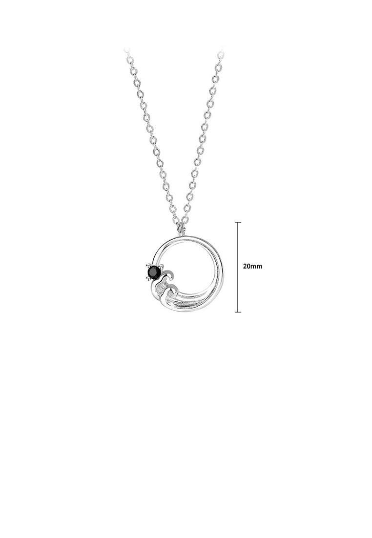 925 Sterling Silver Fashion and Creative Sea Round Pendant with Cubic Zirconia and Couple Necklace For Men - Luxurious Look
