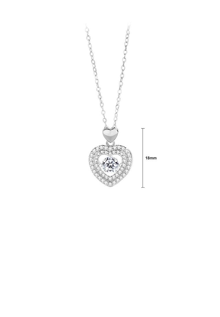 925 Sterling Silver Fashion Brilliant Hollow Heart Pendant with Cubic Zirconia and Necklace - Luxurious Look