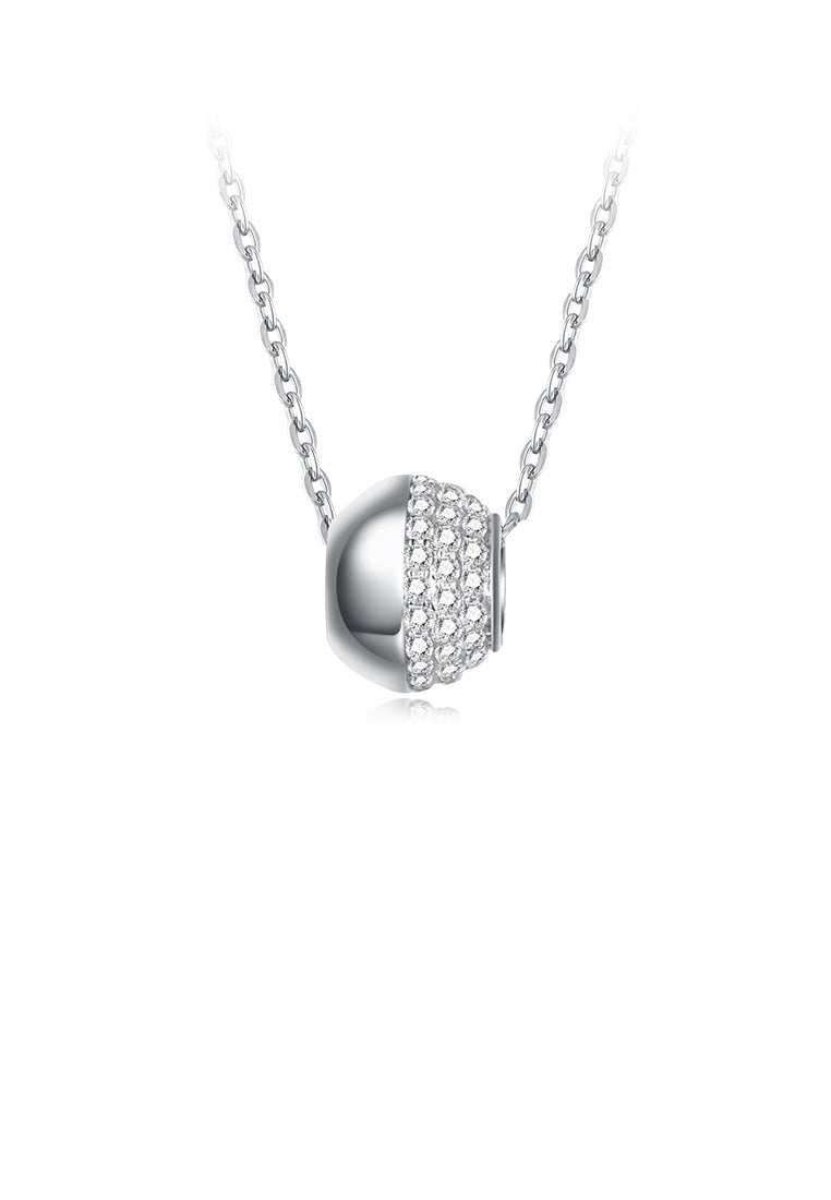 925 Sterling Silver Simple and Fashion Round Bead Pendant with Cubic Zircon and Necklace
