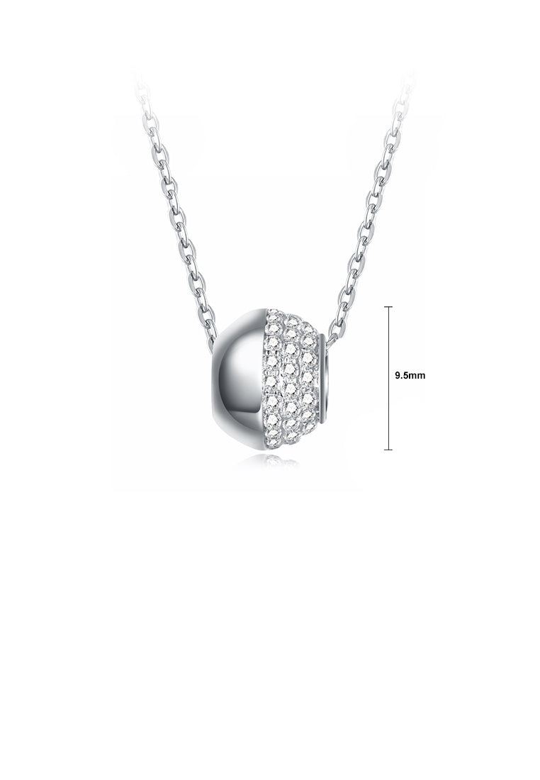 925 Sterling Silver Simple and Fashion Round Bead Pendant with Cubic Zircon and Necklace