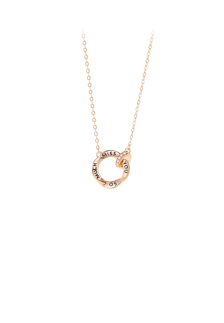 925 Sterling Silver Plated Rose Gold Fashion and Simple Möbius Ring Pendant with Cubic Zirconia and Couple Necklace For Women - Luxurious Look