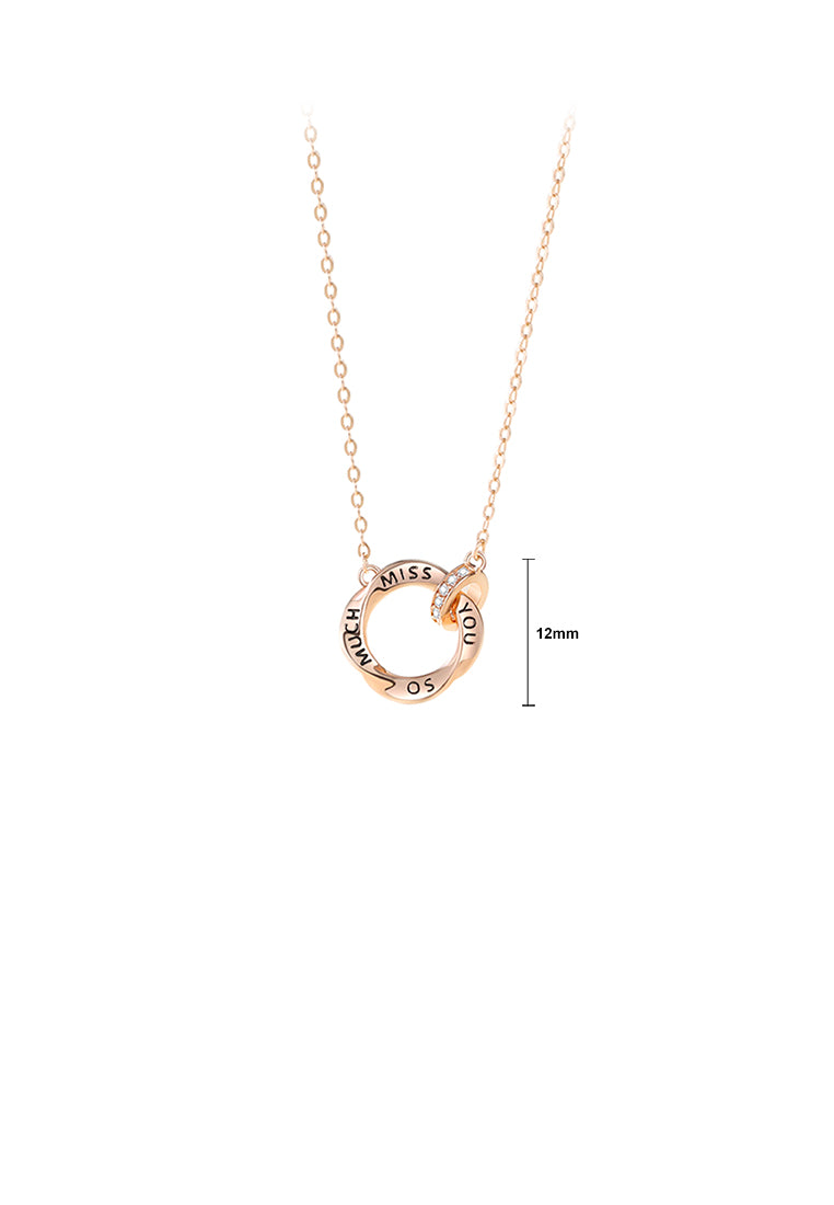 925 Sterling Silver Plated Rose Gold Fashion and Simple Möbius Ring Pendant with Cubic Zirconia and Couple Necklace For Women - Luxurious Look