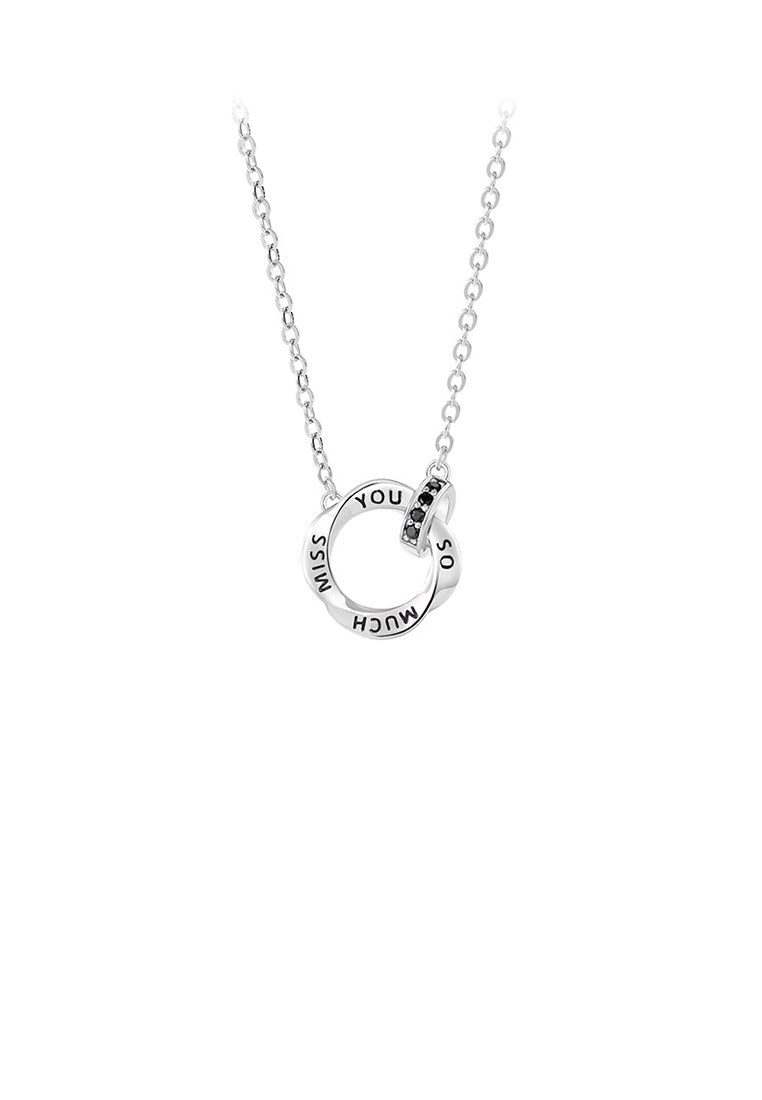 925 Sterling Silver Fashion and Simple Möbius Ring Pendant with Cubic Zirconia and Couple Necklace For Men - Luxurious Look