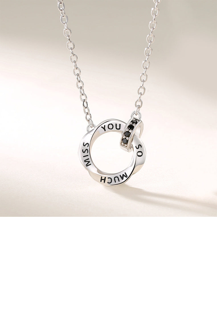 925 Sterling Silver Fashion and Simple Möbius Ring Pendant with Cubic Zirconia and Couple Necklace For Men - Luxurious Look
