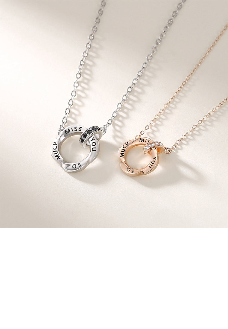 925 Sterling Silver Fashion and Simple Möbius Ring Pendant with Cubic Zirconia and Couple Necklace For Men - Luxurious Look