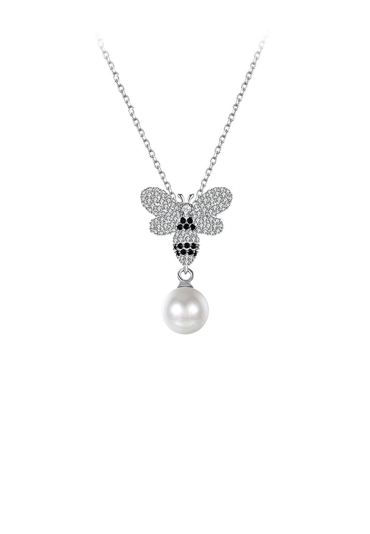 925 Sterling Silver Bee Pendant with Austrian Element Crystal and Necklace