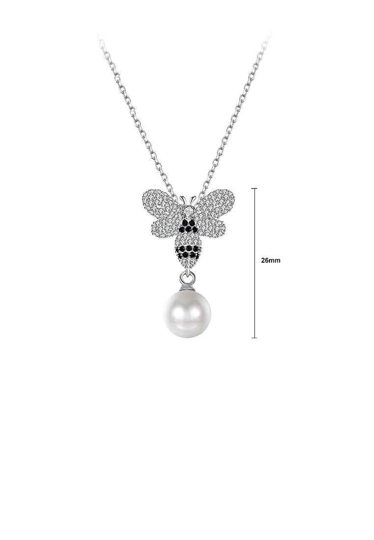 925 Sterling Silver Bee Pendant with Austrian Element Crystal and Necklace