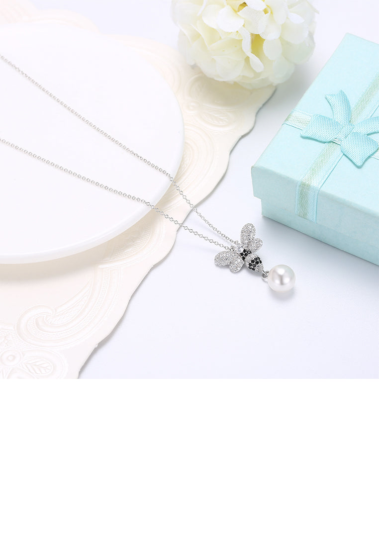 925 Sterling Silver Bee Pendant with Austrian Element Crystal and Necklace