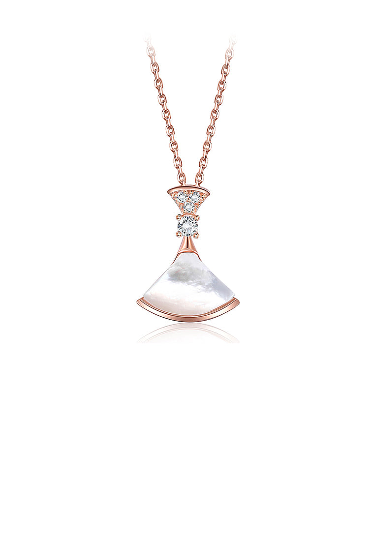 925 Sterling Silver Fashion Plated Rose Gold Skirt Pendant with Austrian Element Crystal and Necklace