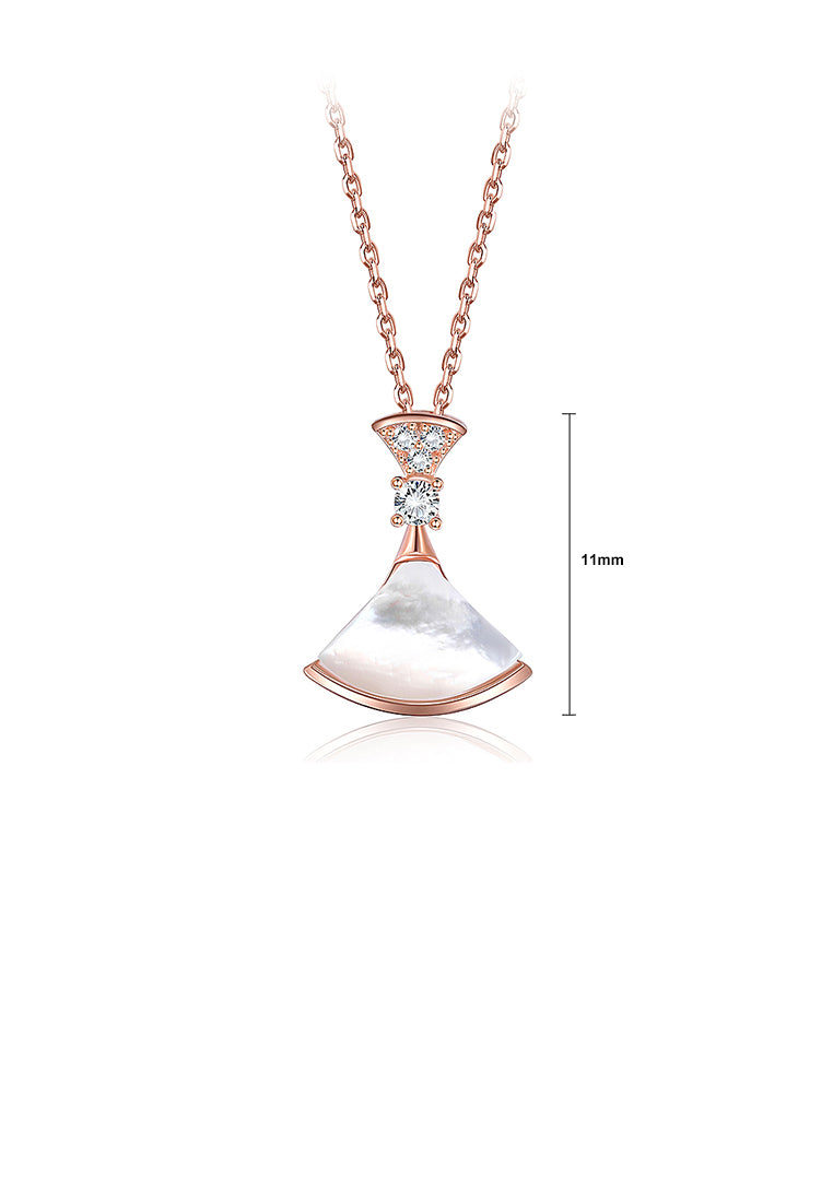 925 Sterling Silver Fashion Plated Rose Gold Skirt Pendant with Austrian Element Crystal and Necklace