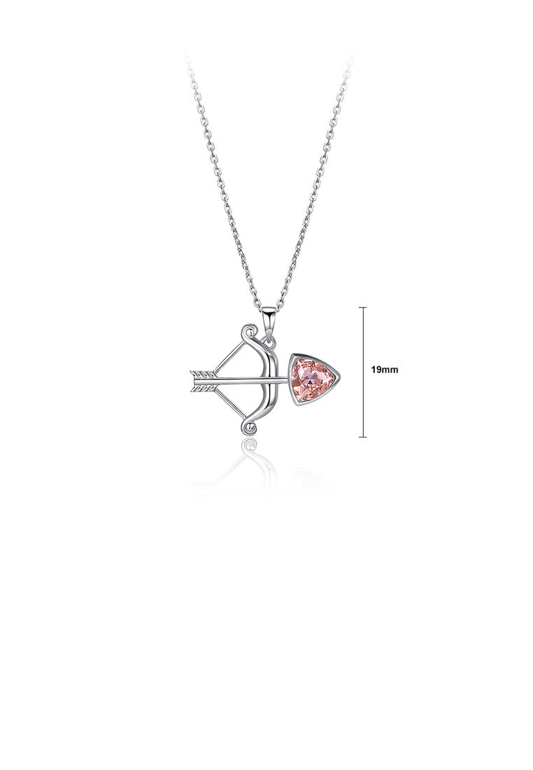 925 Sterling Silver Sagittarius Pendant with Red Austrian Element Crystal and Necklace - Vibrant Color