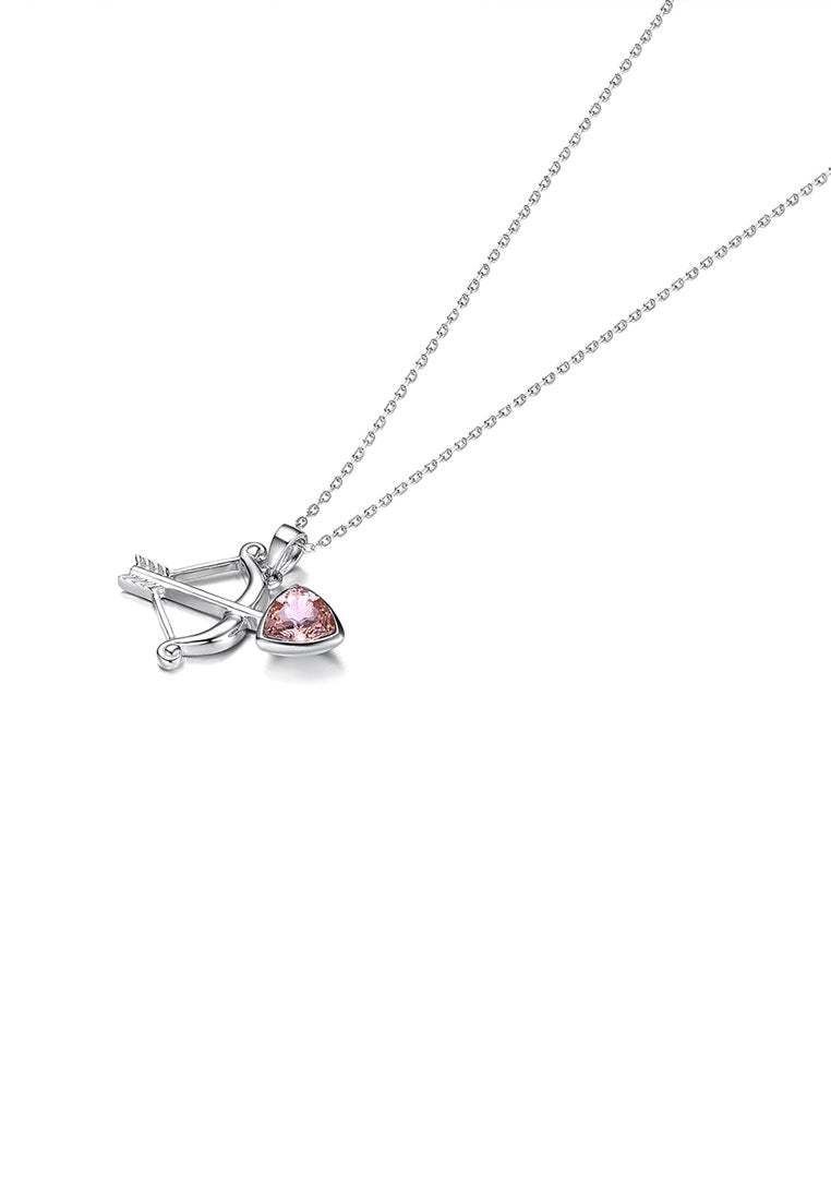 925 Sterling Silver Sagittarius Pendant with Red Austrian Element Crystal and Necklace - Vibrant Color