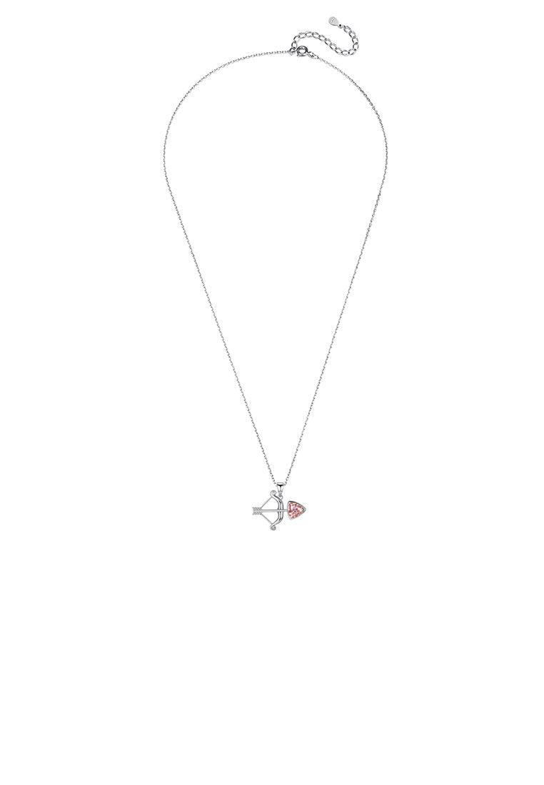 925 Sterling Silver Sagittarius Pendant with Red Austrian Element Crystal and Necklace - Vibrant Color