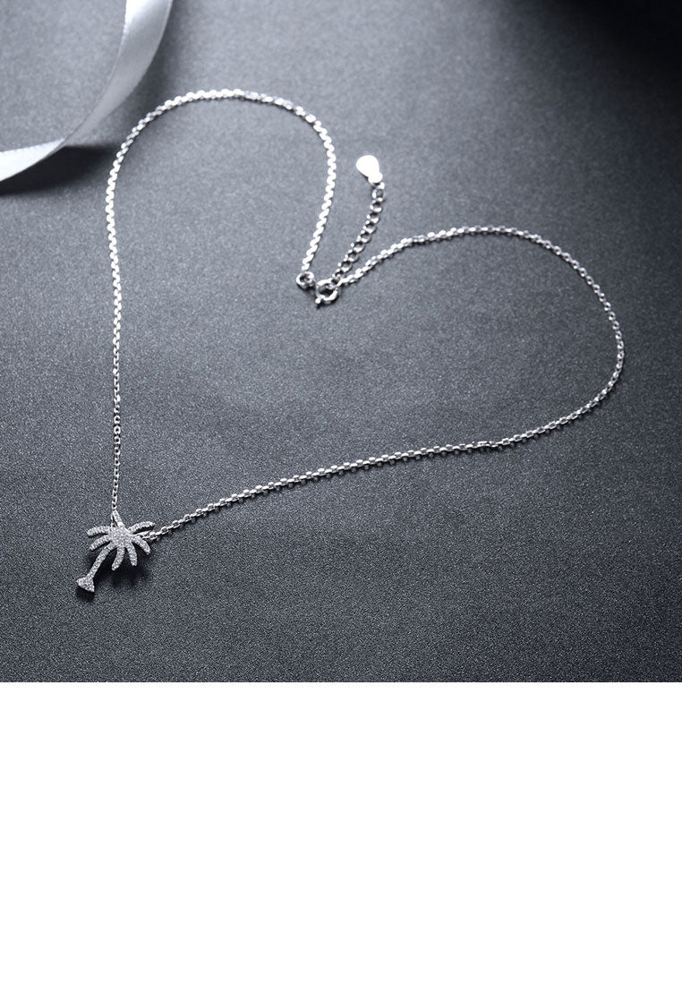 925 Sterling Silver Coconut Pendant with White Austrian Element Crystal and Necklace