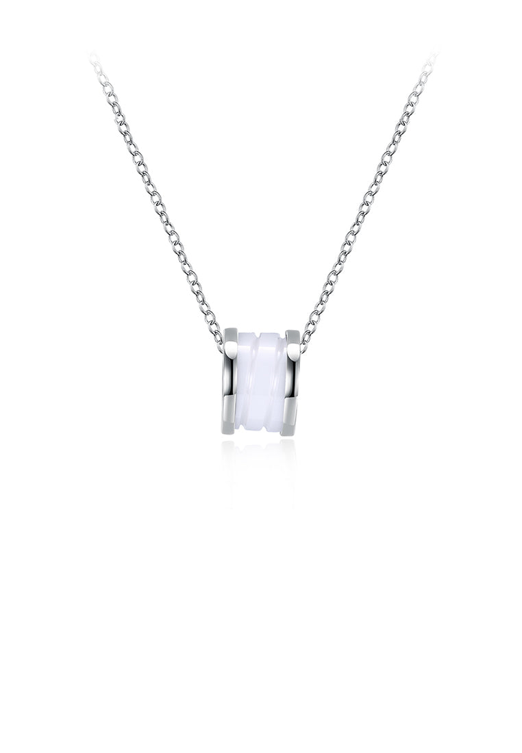 Simple 925 Sterling Silver Cylindrical Pendant Necklace