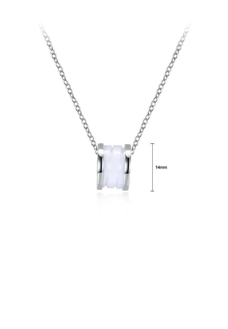 Simple 925 Sterling Silver Cylindrical Pendant Necklace