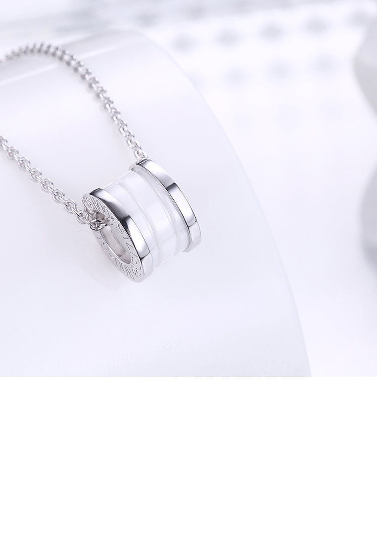Simple 925 Sterling Silver Cylindrical Pendant Necklace