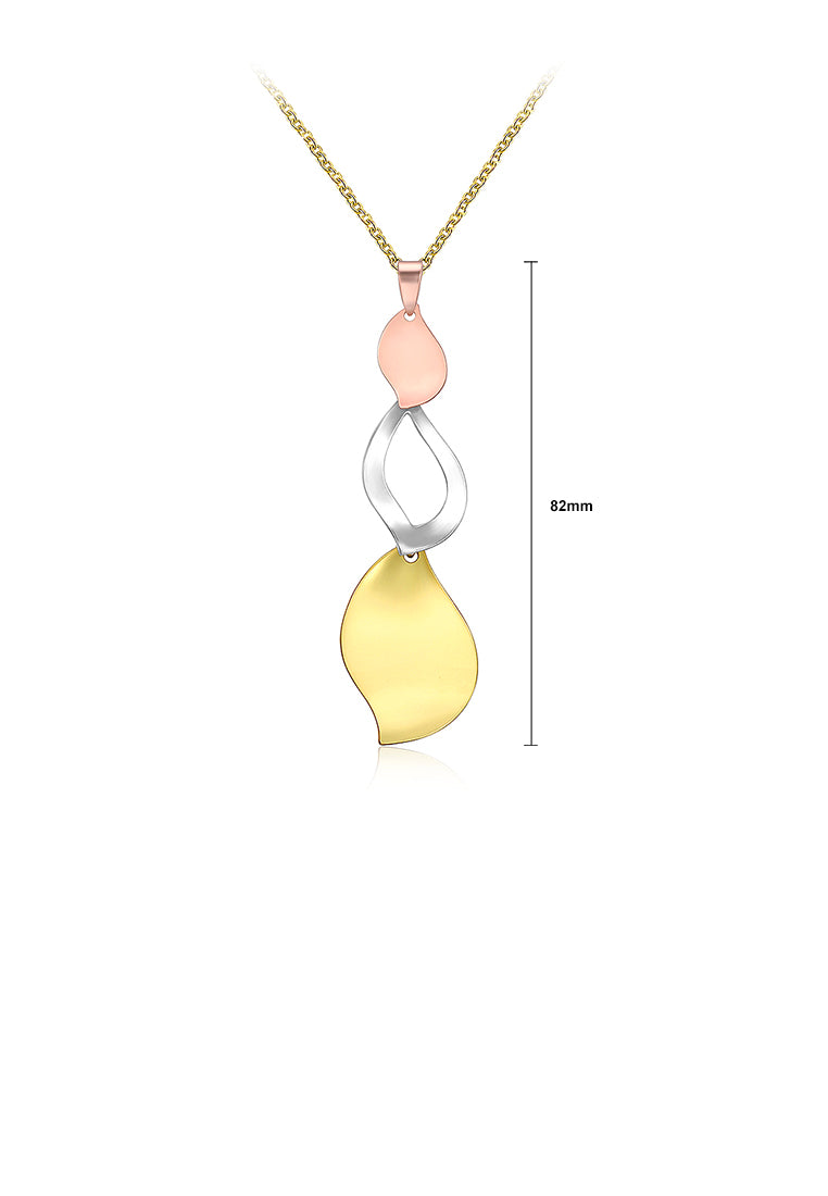 Simple Tricolor Leaf Pendant with Necklace