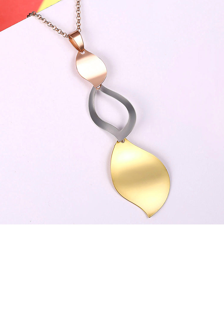 Simple Tricolor Leaf Pendant with Necklace