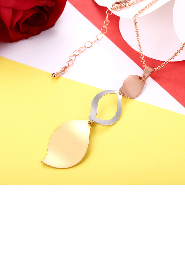 Simple Tricolor Leaf Pendant with Necklace