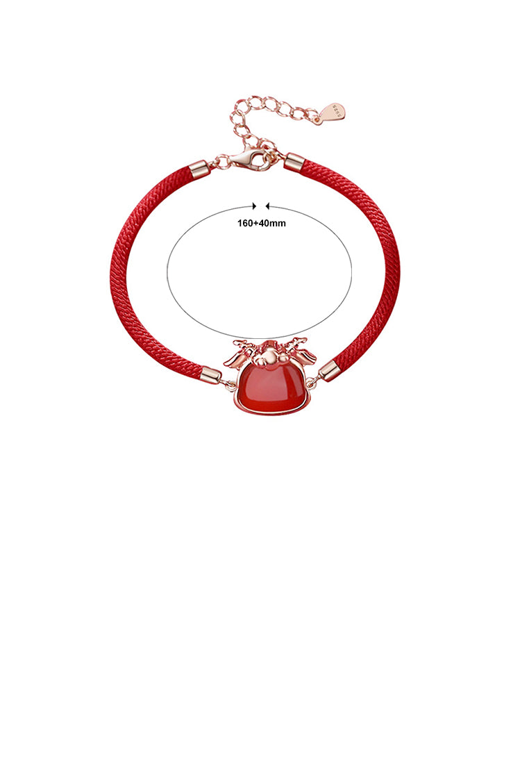 925 Sterling Silver Plated Rose Gold Simple Vintage Twelve Zodiac Ram Imitation Agate Bracelet