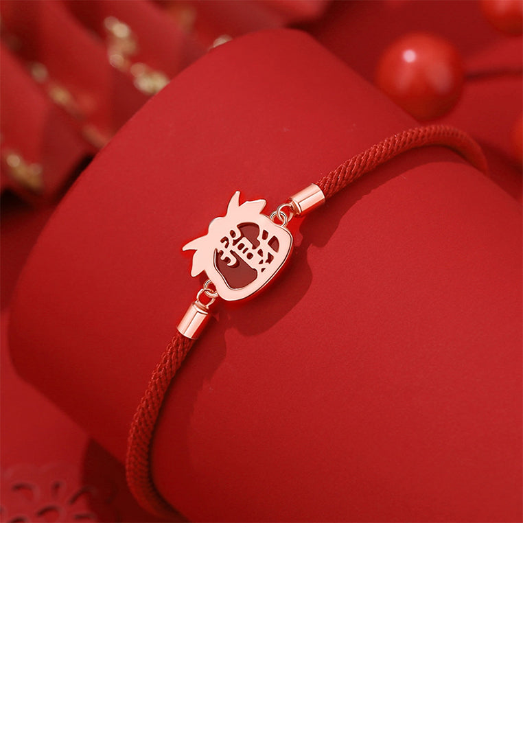 925 Sterling Silver Plated Rose Gold Simple Vintage Twelve Zodiac Ram Imitation Agate Bracelet