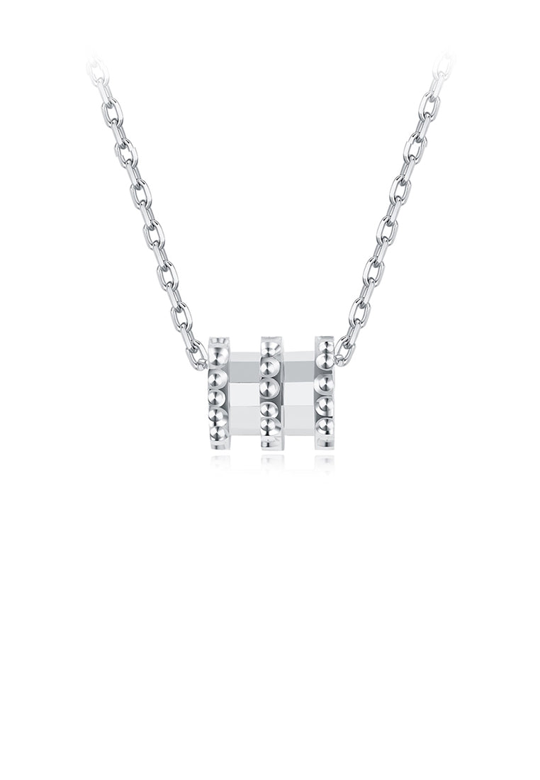 925 Sterling Silver Simple Cylindrical Pendant with Necklace