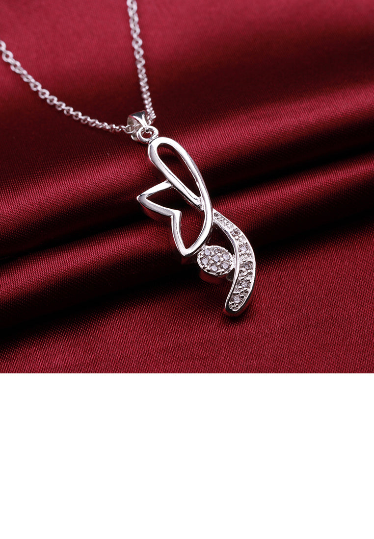Simple Heart Cubic Zircon Pendant with Necklace
