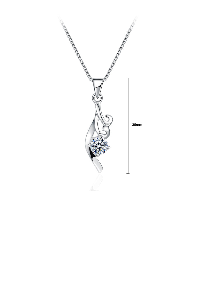 925 Sterling Silver Romantic Elegant Ocean Waves Pendant Necklace with Cubic Zircon