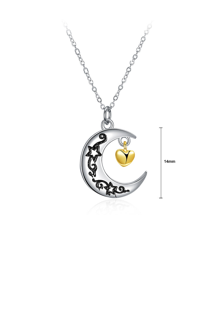 925 Sterling Silver Moon Pendant with Necklace