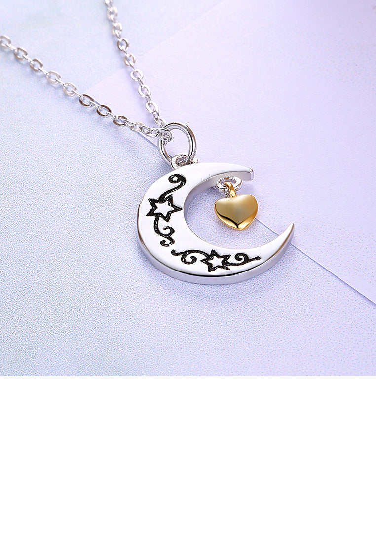 925 Sterling Silver Moon Pendant with Necklace