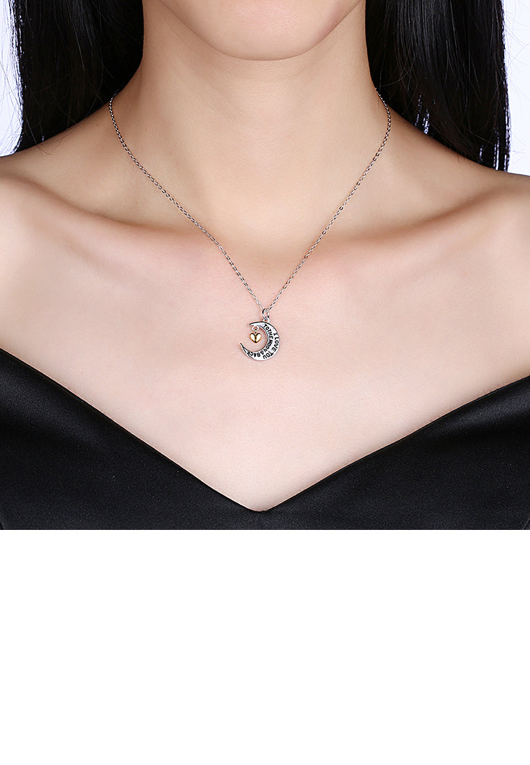 925 Sterling Silver Moon Pendant with Necklace