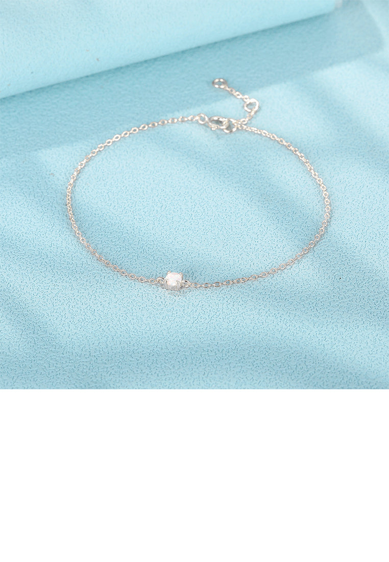 925 Sterling Silver Simple Fashion Geometric Cubic Zirconia Bracelet - Luxurious Look