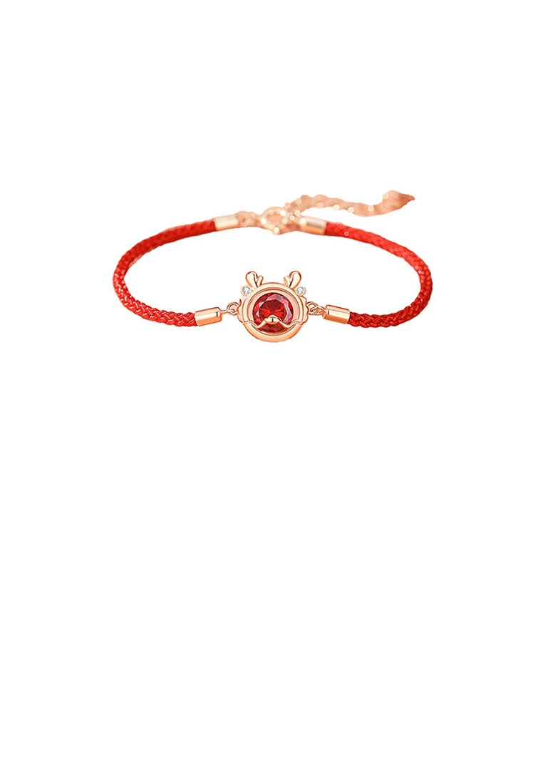 925 Sterling Silver Plated Rose Gold Fashion Cute Dragon Bracelet with Cubic Zirconia - Luxurious Look