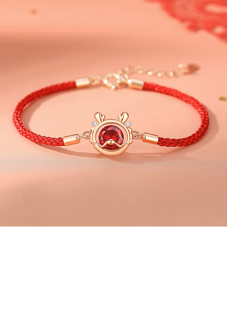 925 Sterling Silver Plated Rose Gold Fashion Cute Dragon Bracelet with Cubic Zirconia - Luxurious Look