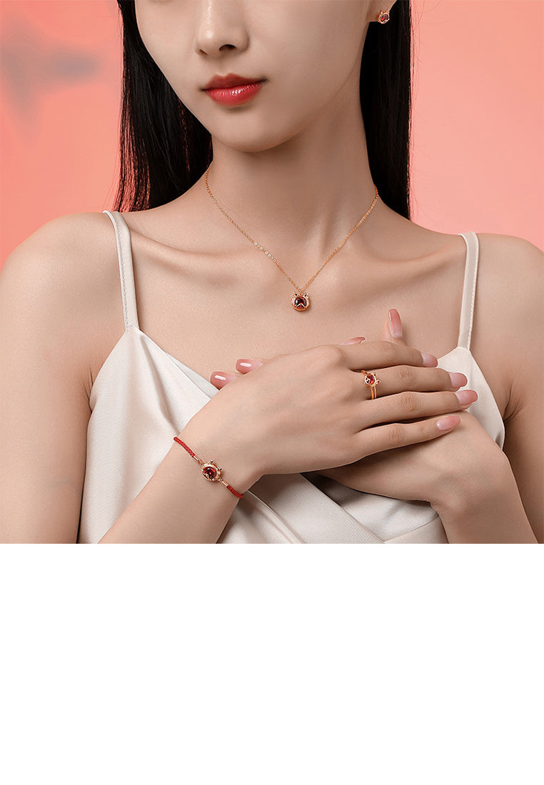 925 Sterling Silver Plated Rose Gold Fashion Cute Dragon Bracelet with Cubic Zirconia - Luxurious Look