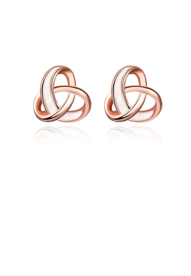 Simple Fashion Plated Rose Gold Cross Knot Stud Earrings